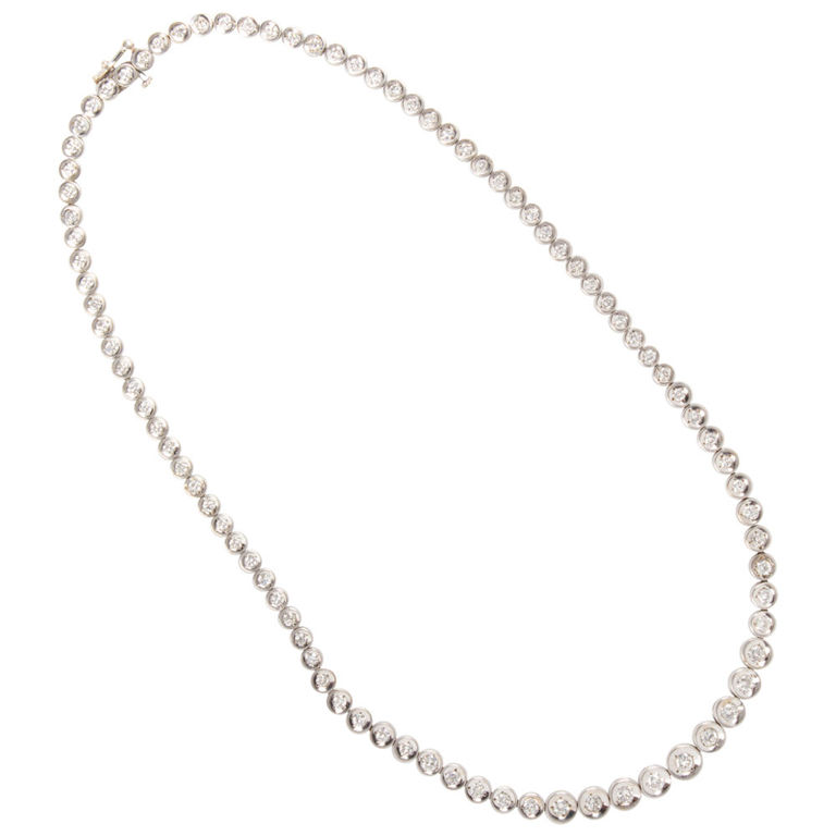 14k White Gold Diamond Tennis Necklace
