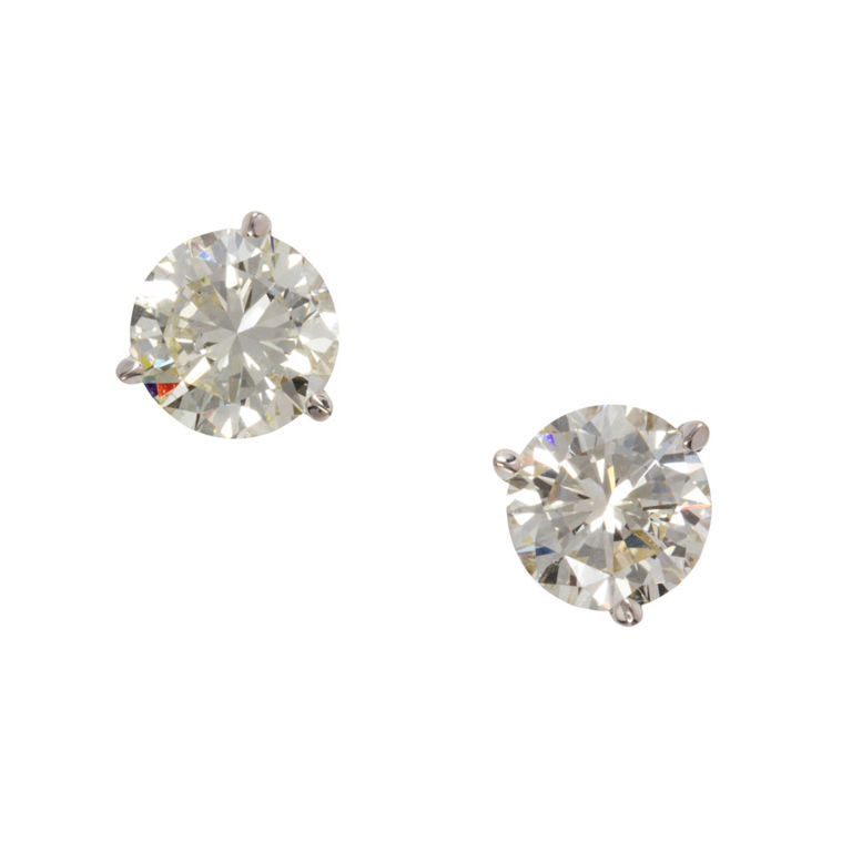 14k White Gold Diamond Stud Earrings