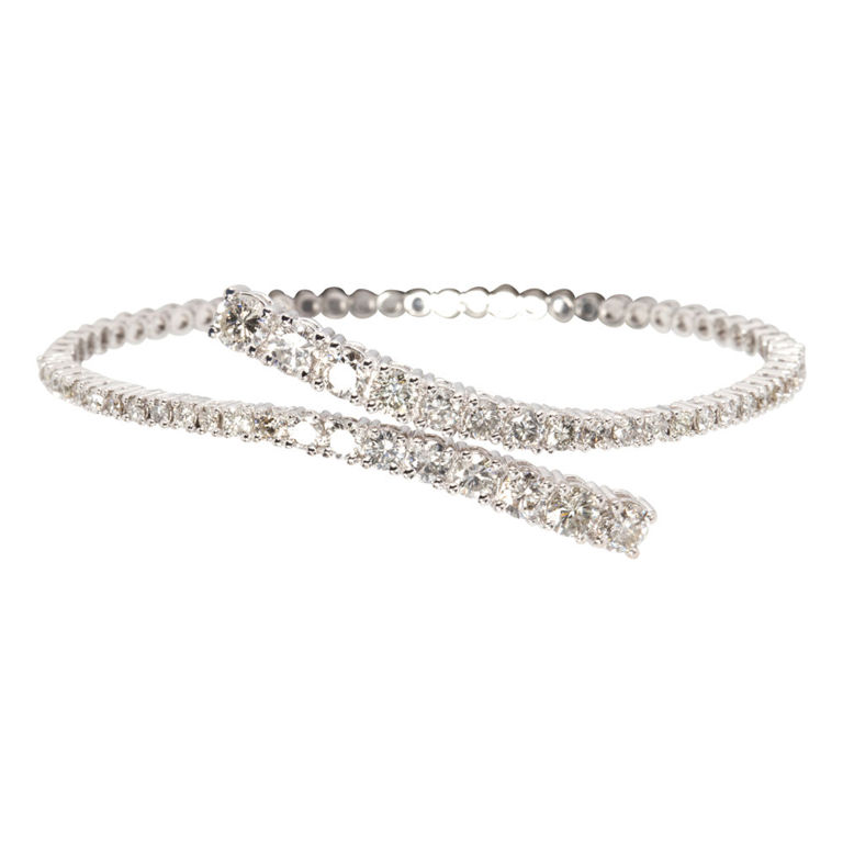 14k White Gold Diamond Cuff Bracelet