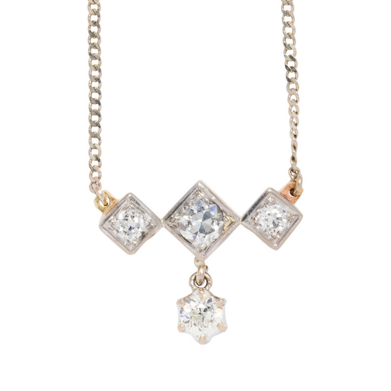 14k White Gold Diamond Necklace