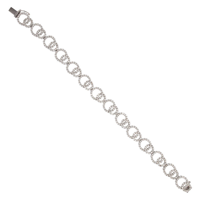 14k White Gold Diamond Link Bracelet