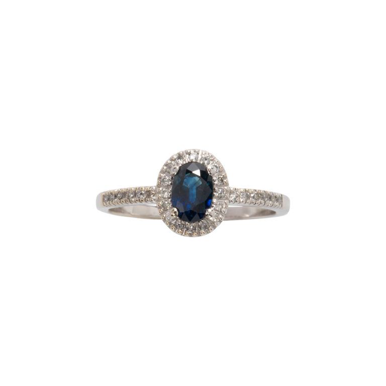 14k White Gold Sapphire and Diamond Ring