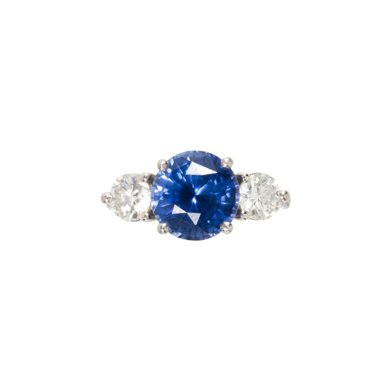 Platinum Sapphire and Diamond Ring