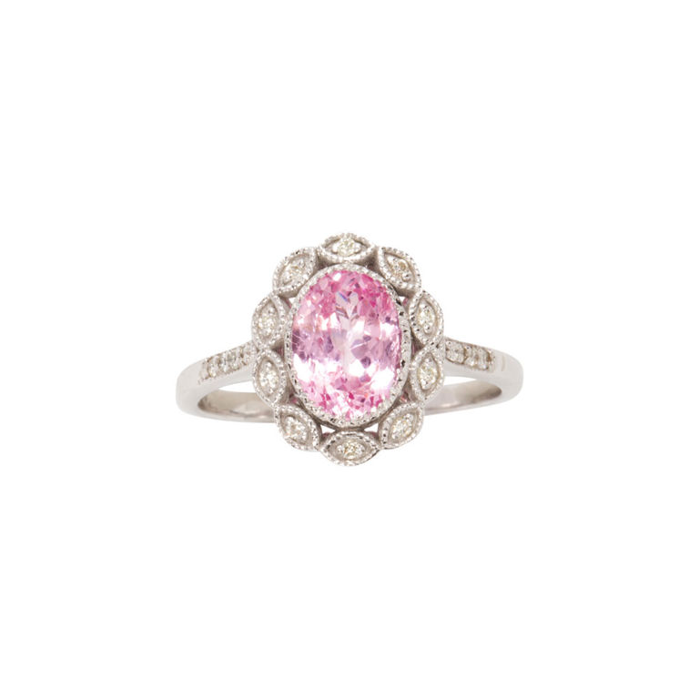 14k White Gold Pink Sapphire Ring