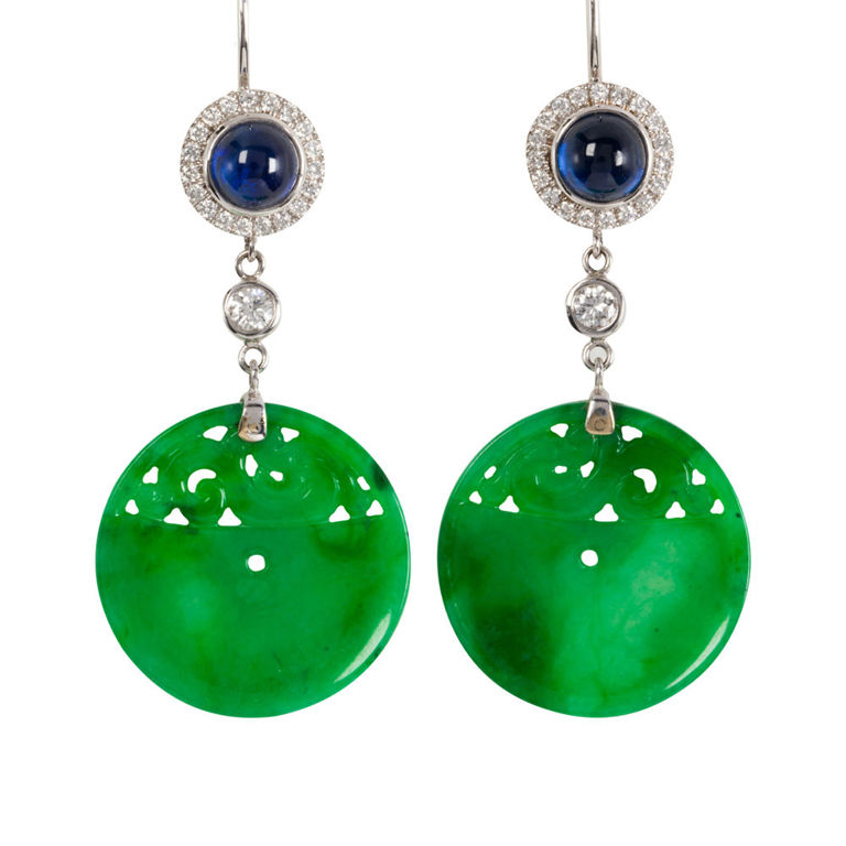 18k White Gold Jadeite Earrings