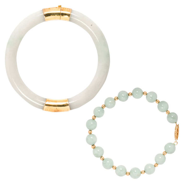 14k Gold Jade Bracelets