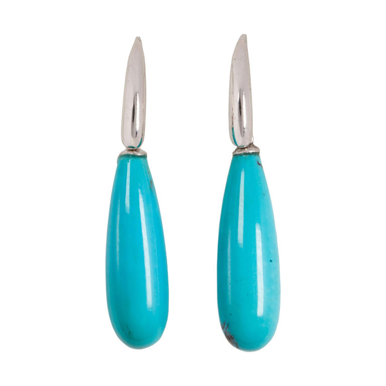 14k White Gold Turquoise Earrings