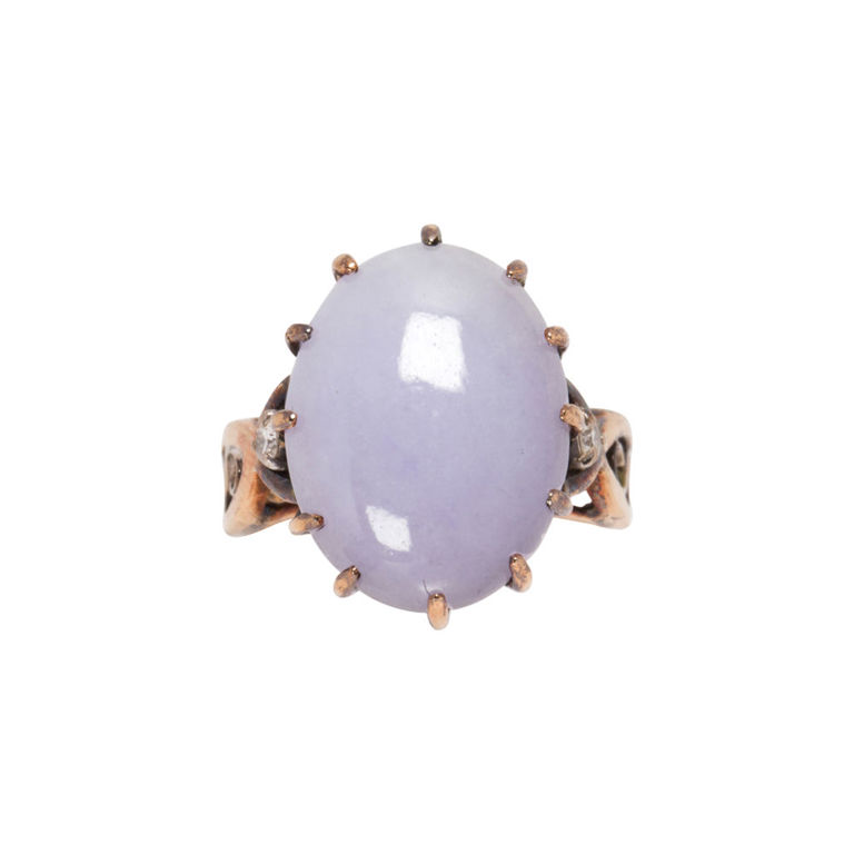 14k Gold Lavender Jade Ring