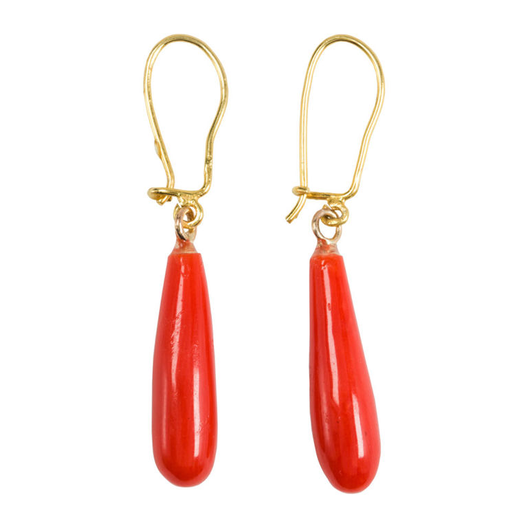 18k Gold Coral Earrings