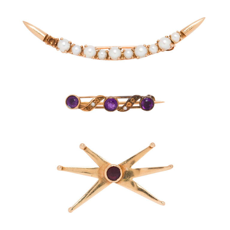 14k Gold Gemstone Brooches