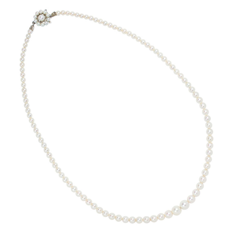 14k White Gold Pearl Necklace