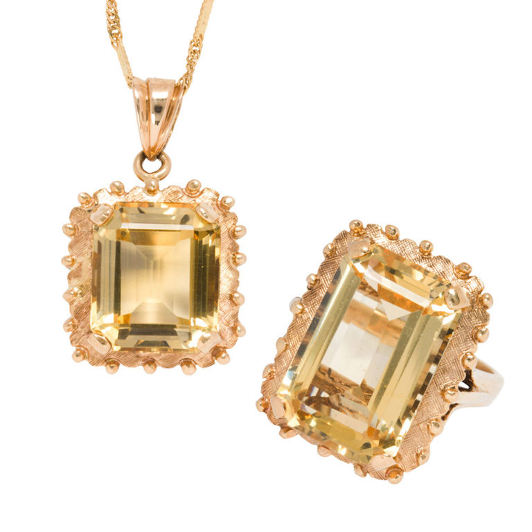 10k Gold Citrine Set