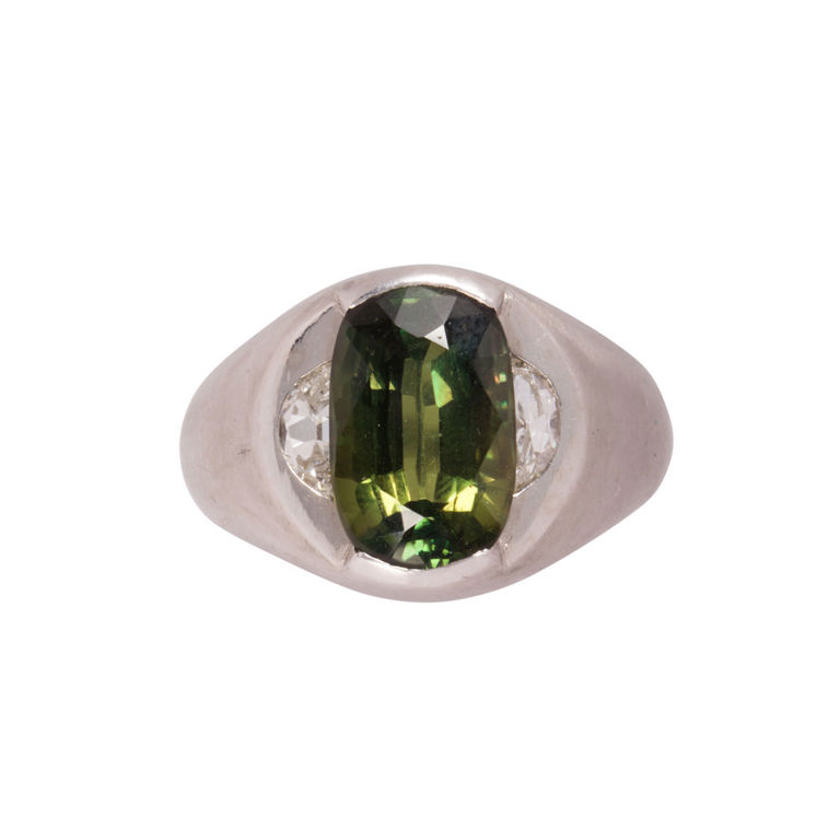 Platinum Diamond Alexandrite Ring