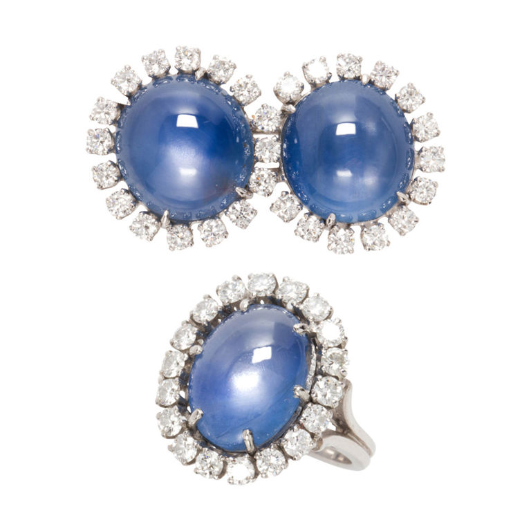 Platinum Diamond Sapphire Set
