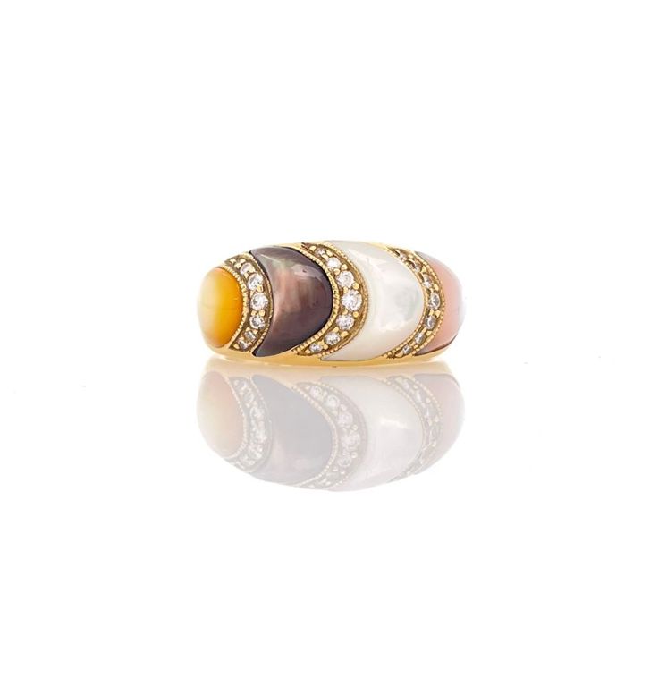 14k Gold Mother of Pearl Inlay Ring
