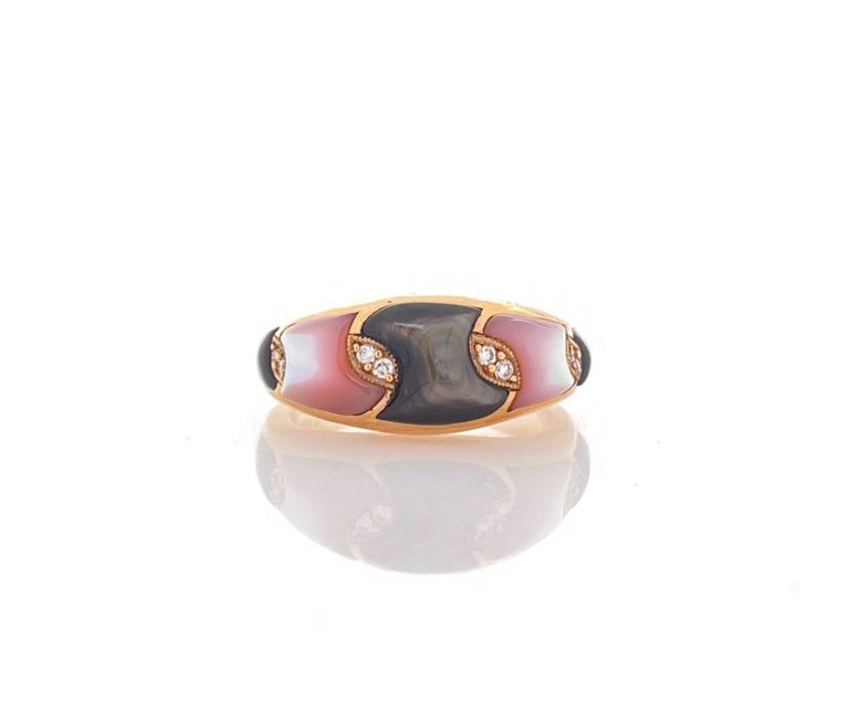 14k Gold Mother of Pearl Inlay Ring