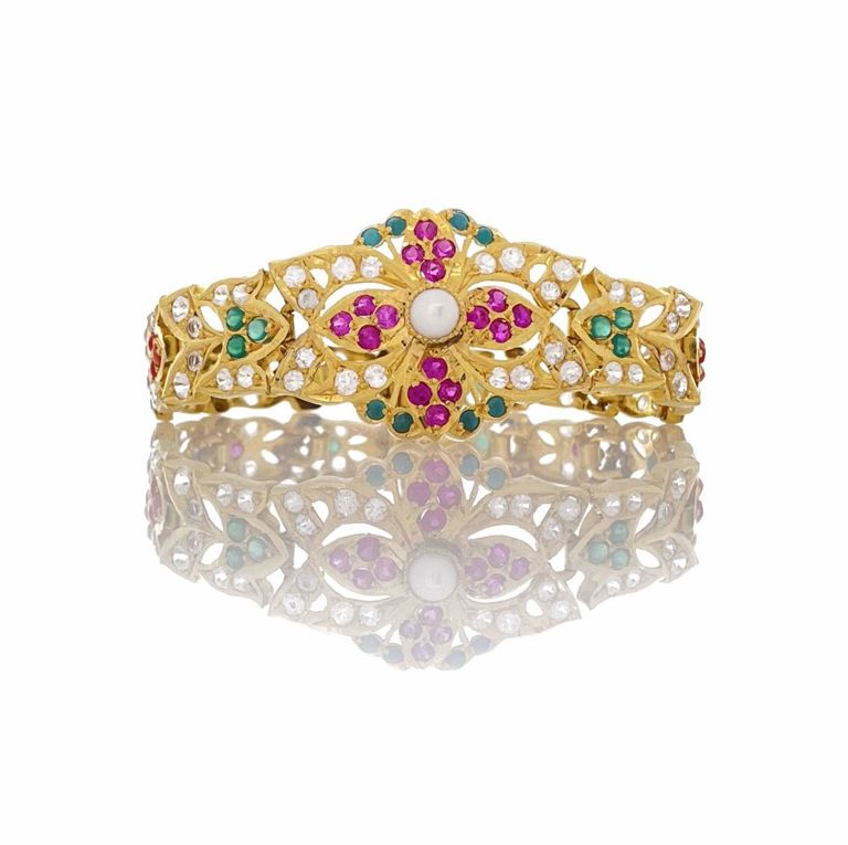 18k Yellow Gold Multicolor Gemstone Bracelet