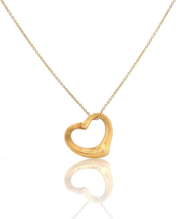18k Gold Open Heart Pendant Necklace