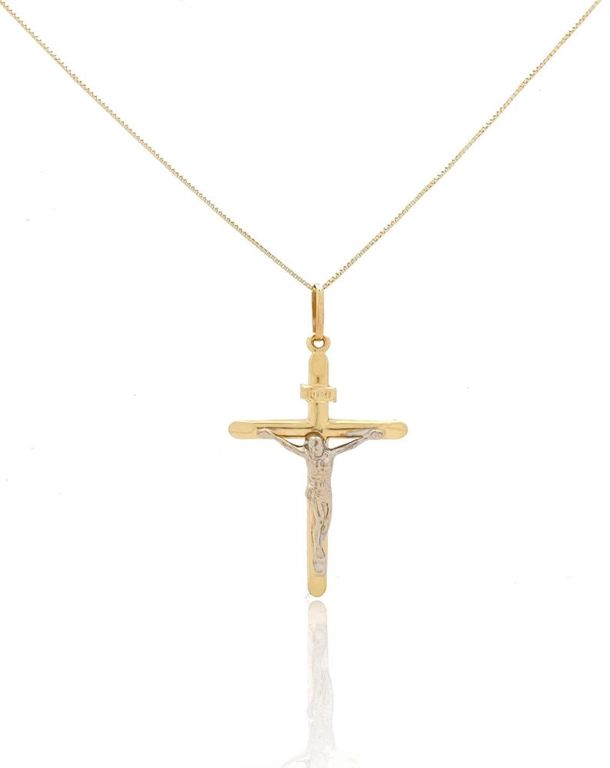 14k Yellow Gold Crucifix Pendant Necklace