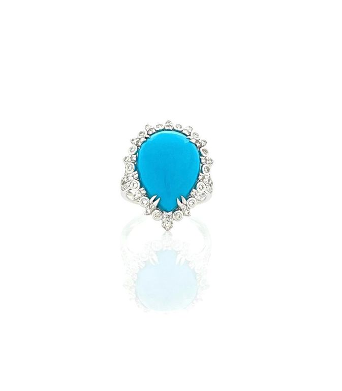 Platinum Turquoise Diamond Ring