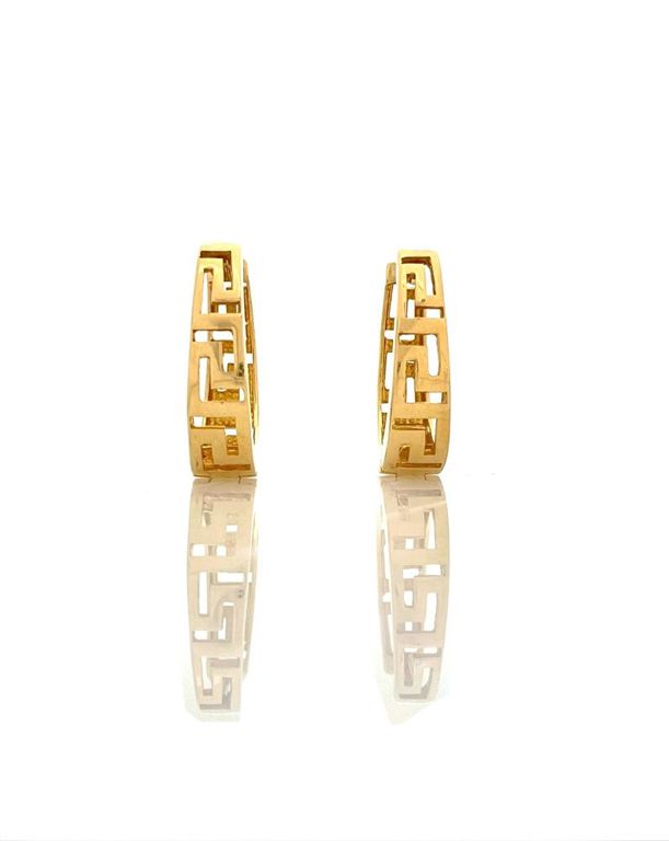 14k Gold Greek Key Hoop Earrings
