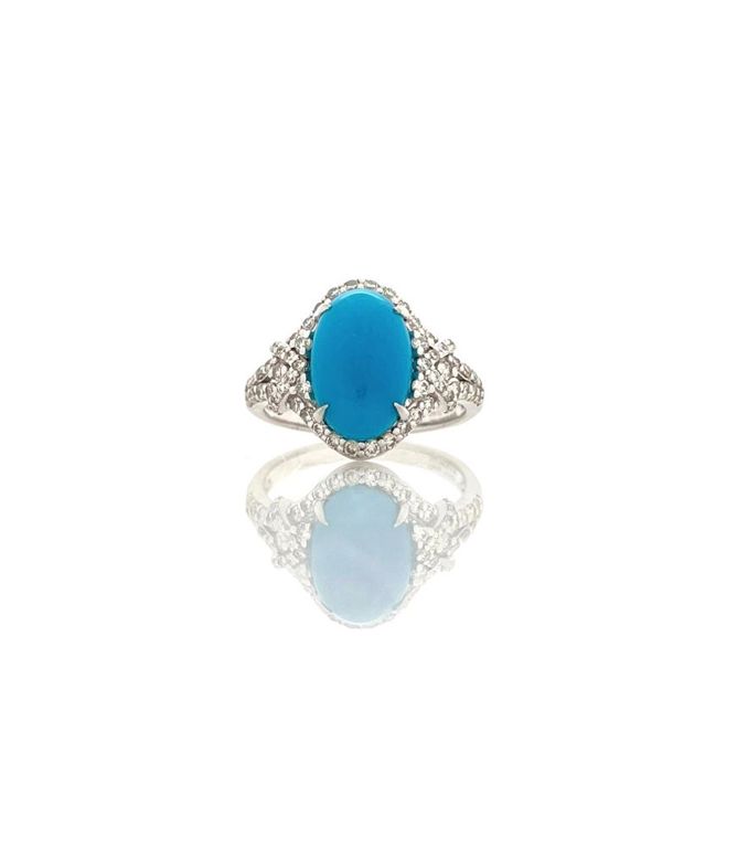 Platinum Turquoise Diamond Ring