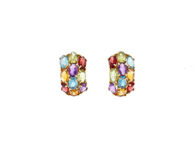 14k Gold Multicolor Gemstone Earrings