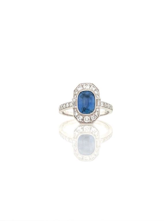 Platinum Sapphire Diamond Ring