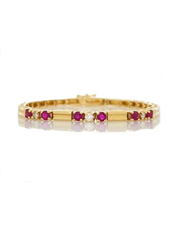 14k Gold Ruby Diamond Bracelet