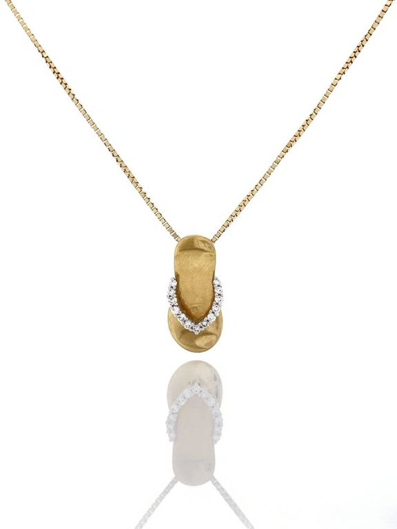 14k Gold Diamond Flip Flop Necklace