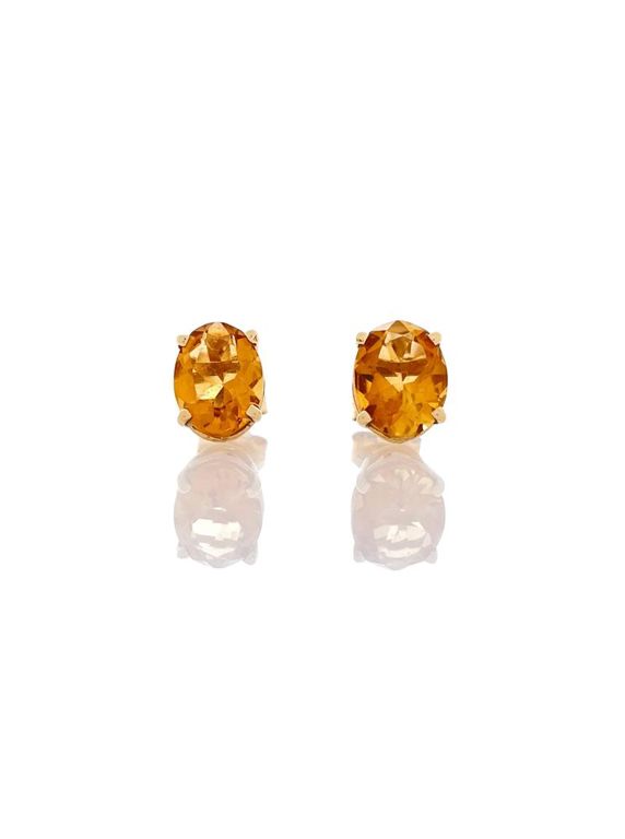 14k Gold Citrine Stud Earrings