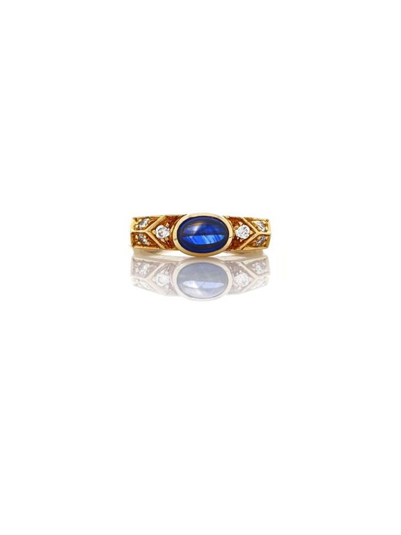 18k Gold Sapphire Diamond Ring