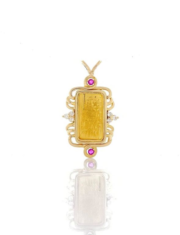 14k and 24k Gold Gemstone Pendant