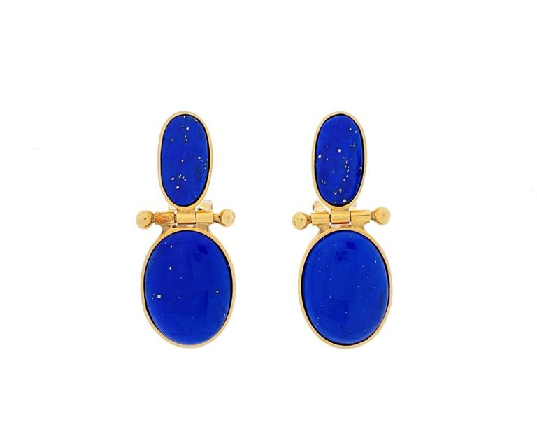 14k Gold Lapis Earrings