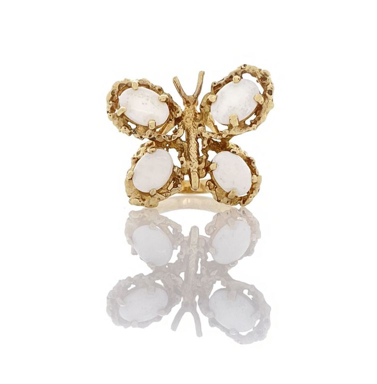 14k Gold Opal Butterfly Ring