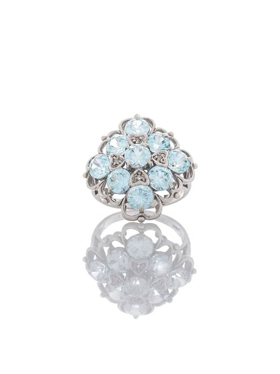 10k Gold Blue Topaz Diamond Ring