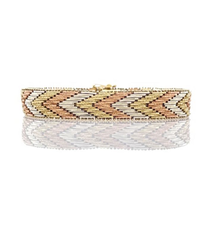 14k Tricolor Gold Chevron Bracelet