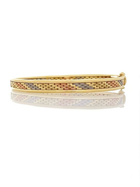 14k Tricolor Gold Hinged Bangle