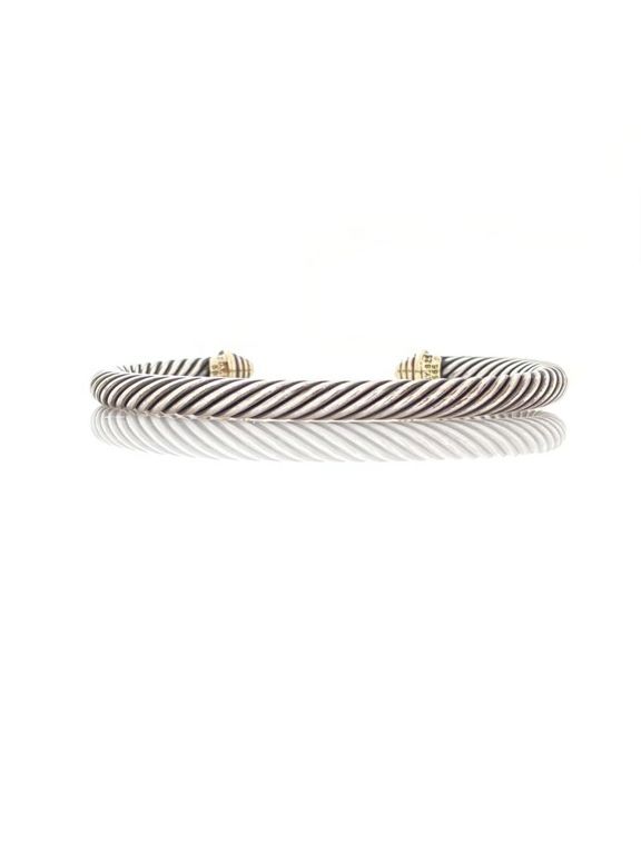 Sterling Silver and 14k Gold Cable Bracelet
