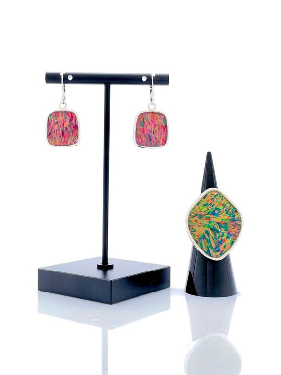 Sterling Silver Opal Ring and Earrings