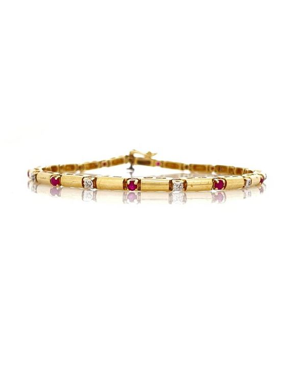 14k Gold Ruby Diamond Bracelet