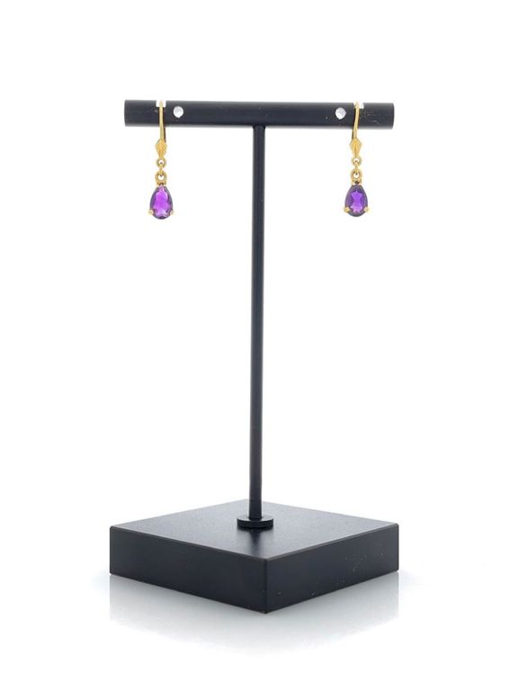 18k Gold Amethyst Drop Earrings