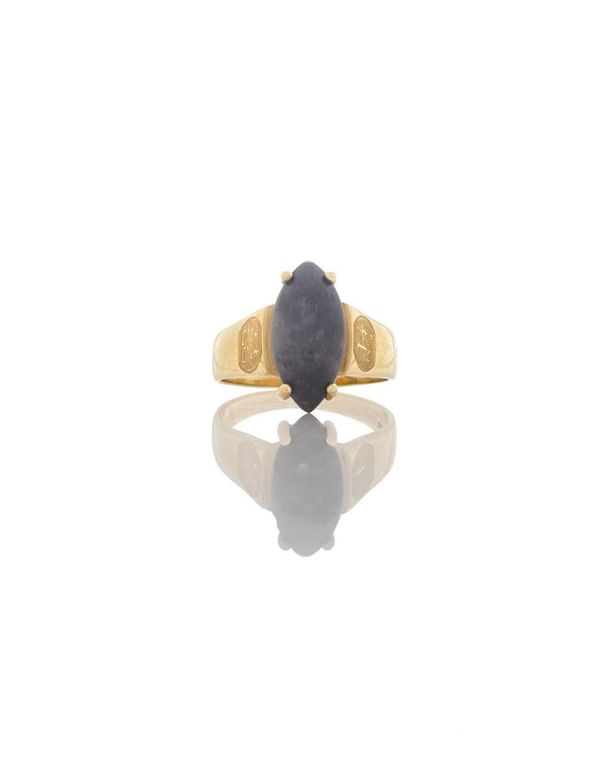 10k Gold Black Jade Ring