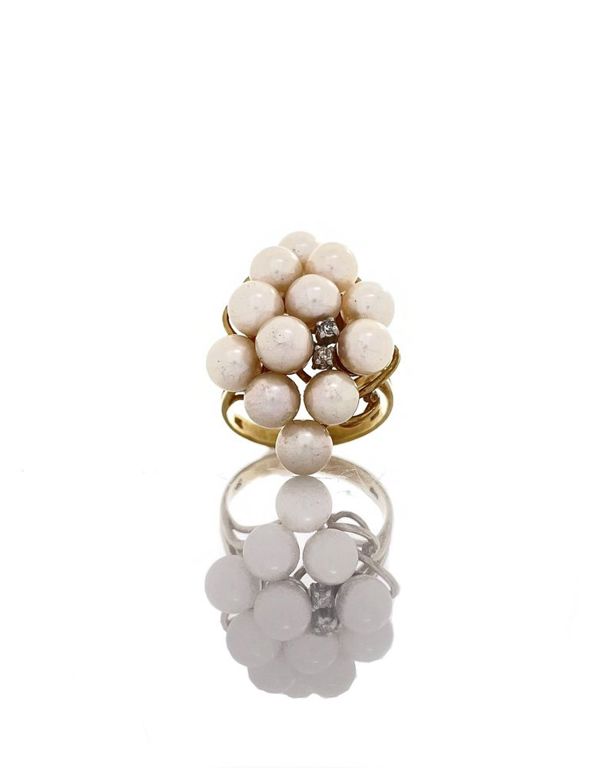 14k Gold Pearl Cluster Ring
