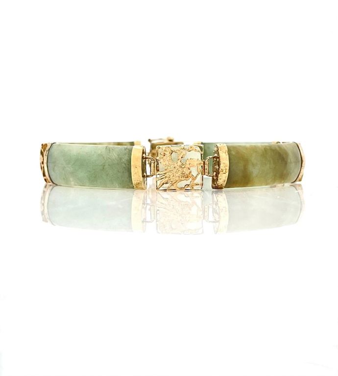 14k Gold Jade Link Bracelet