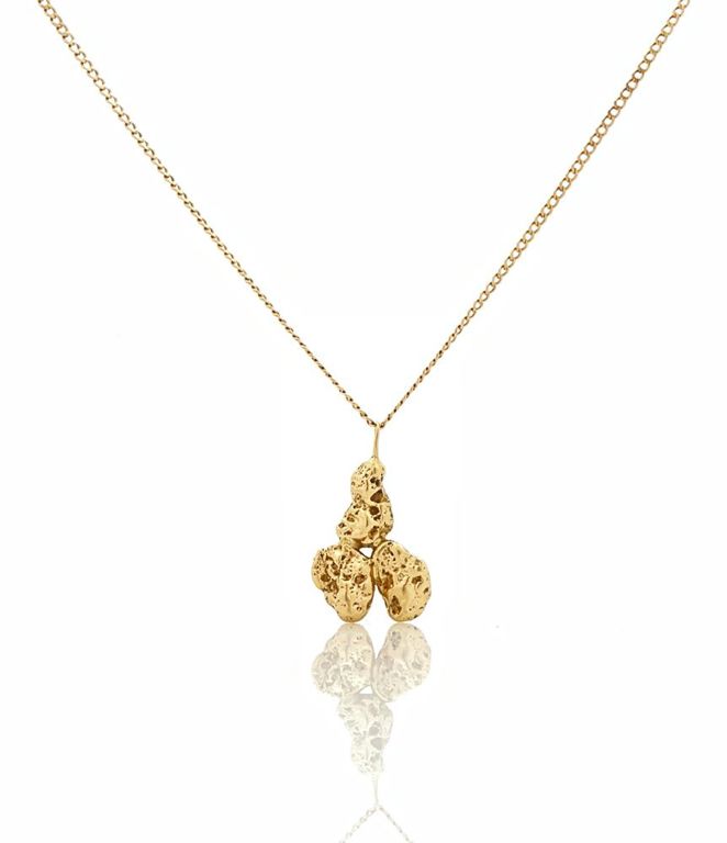 14k Gold Nugget Pendant Necklace