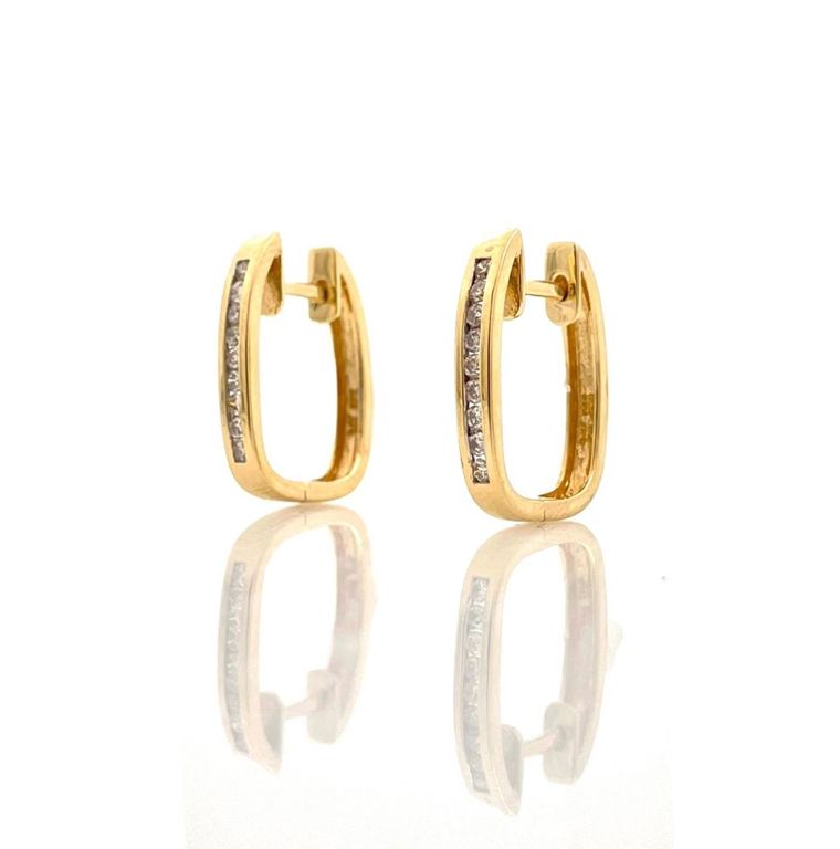 14k Gold Diamond Hoop Earrings