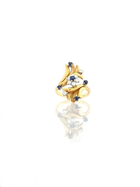 14k Gold Diamond Topaz Floral Ring