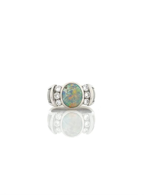 Platinum Opal Diamond Ring