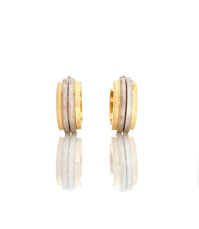 14k Yellow White Gold Hoop Earrings